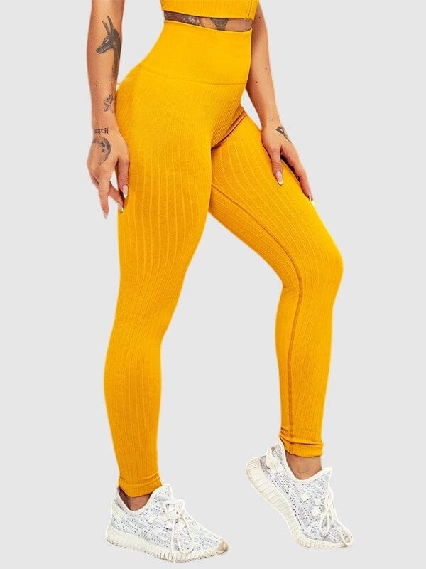 Legging Sport Sculptant Côtelé Leggings Helanke-Srbija.com : Legging Femme | Vêtements de Sport sa Jaune