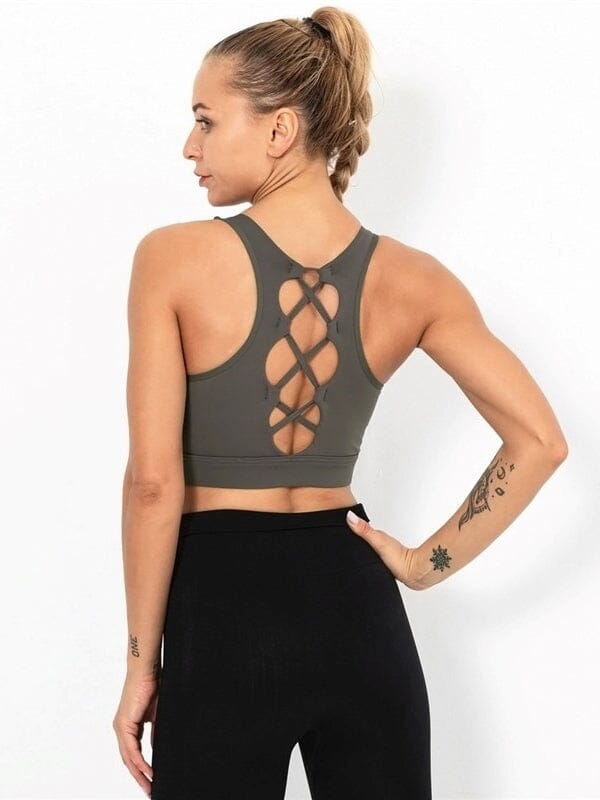 Brassière Sport Dos Nageur Soutien-gorge sport Helanke-Srbija.com : Legging Femme | Vêtements de Sport sa Gris 