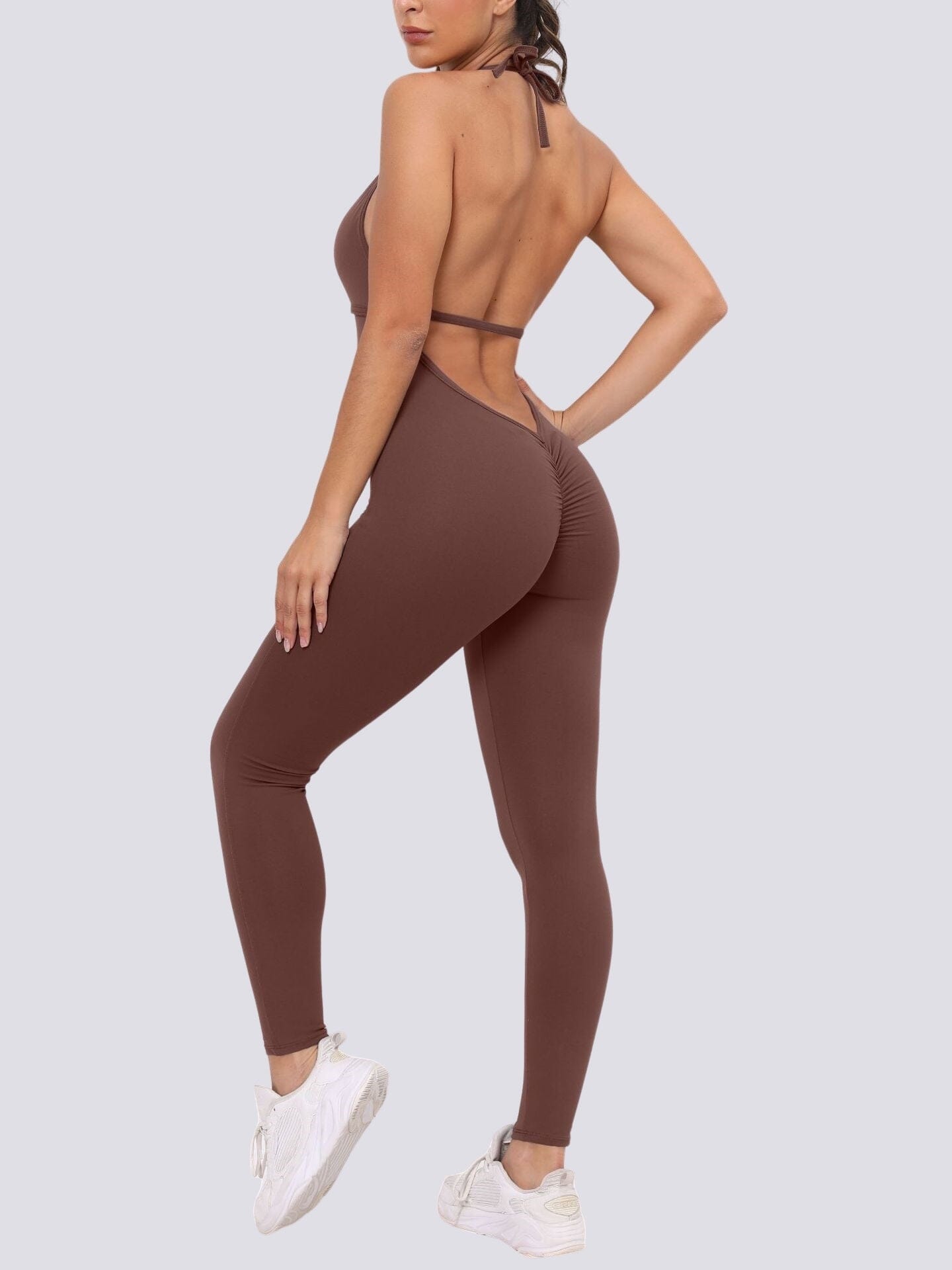 Combinaison Fitness Dos Nu Combinaison sport Helanke-Srbija.com sa Marron 
