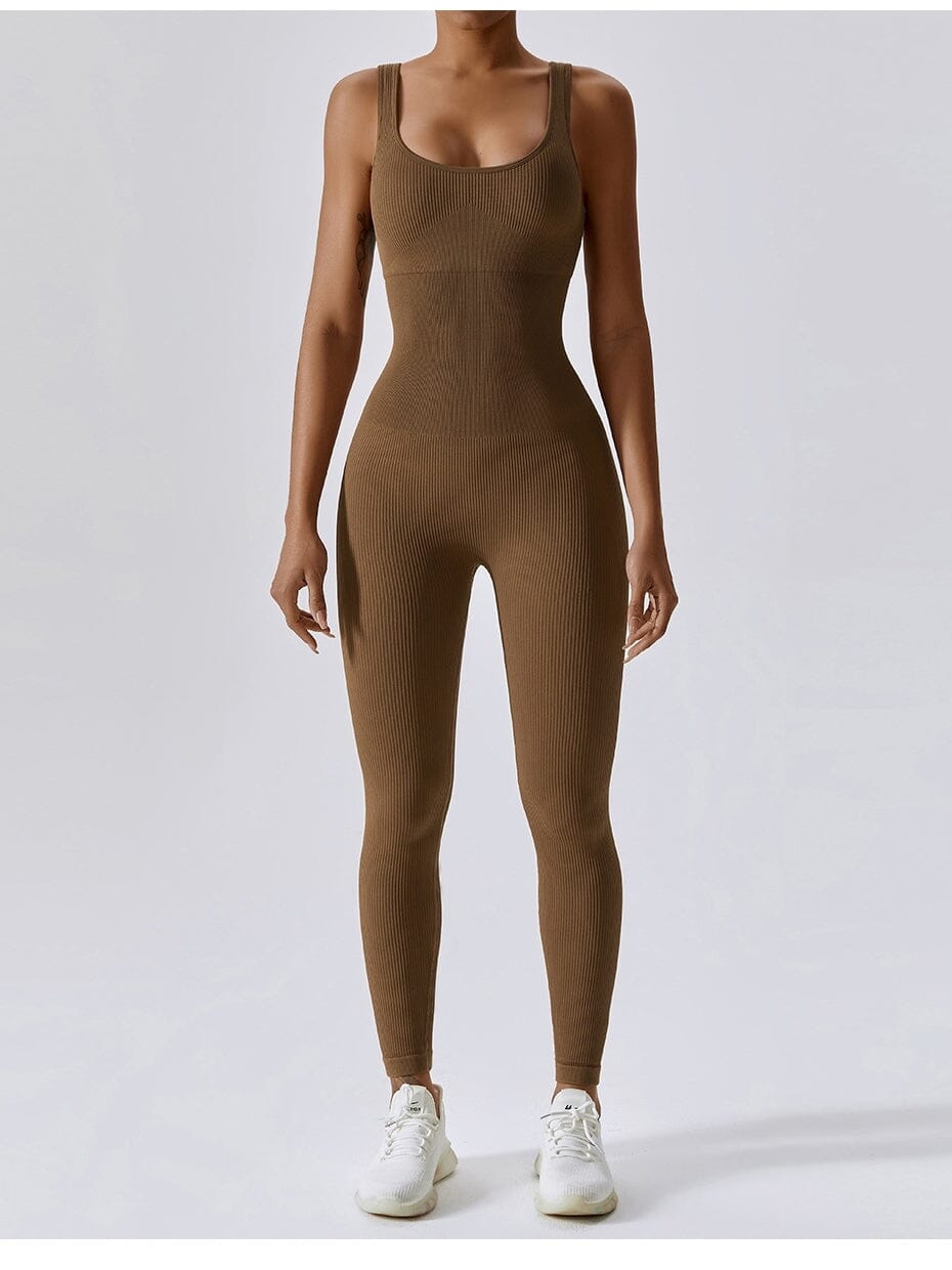 Combinaison Fitness Sans Manche Combinaison sport Helanke-Srbija.com sa Marron 