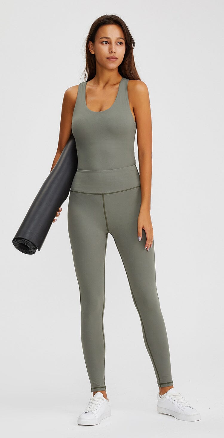 Combinaison Moulante Sport Ultime-Legging sa Vert grisé 