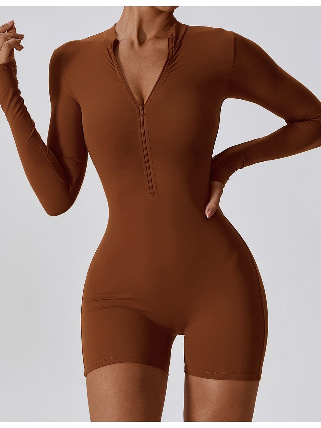 Combishort Sport Manches Longues Combinaison sport Helanke-Srbija.com sa Marron 