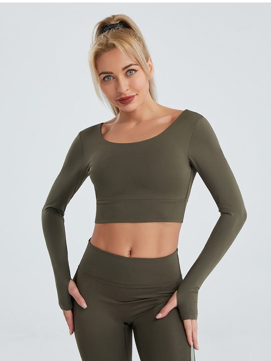 Crop Top Fitness - Sully Crop Top Helanke-Srbija.com sa Kaki 