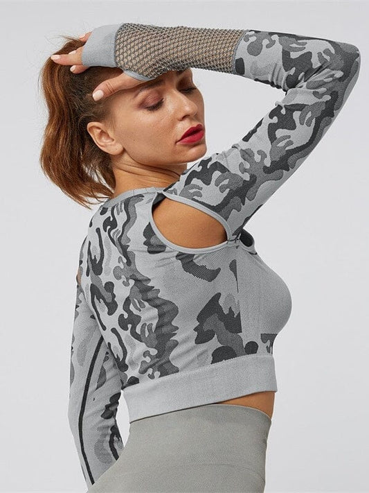 Crop top Sport Camouflage Maille Crop Top Helanke-Srbija.com sa Gris 