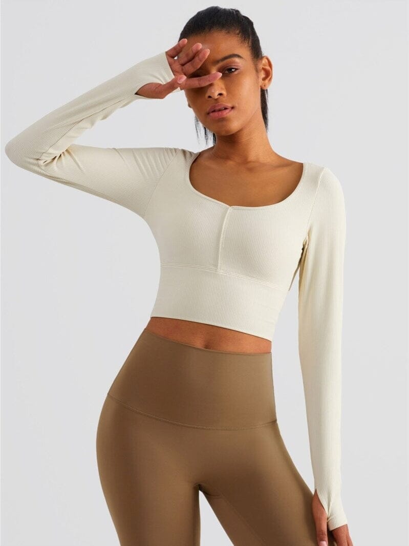Crop Top Sport Côtelé Crop Top Ultime-Legging sa Blanc 
