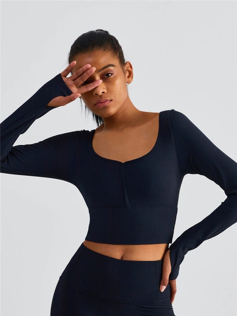 Crop Top Sport Côtelé Crop Top Ultime-Legging sa Noir 
