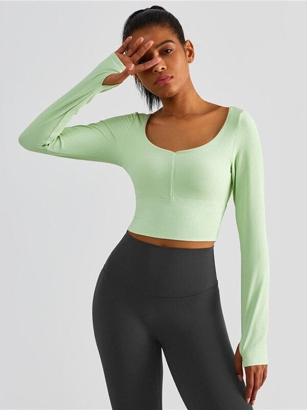 Crop Top Sport Côtelé Crop Top Ultime-Legging sa Vert 