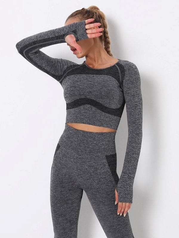 Crop Top Sport Court - Positiv Crop Top Helanke-Srbija.com : Legging Femme | Vêtements de Sport sa Gris 