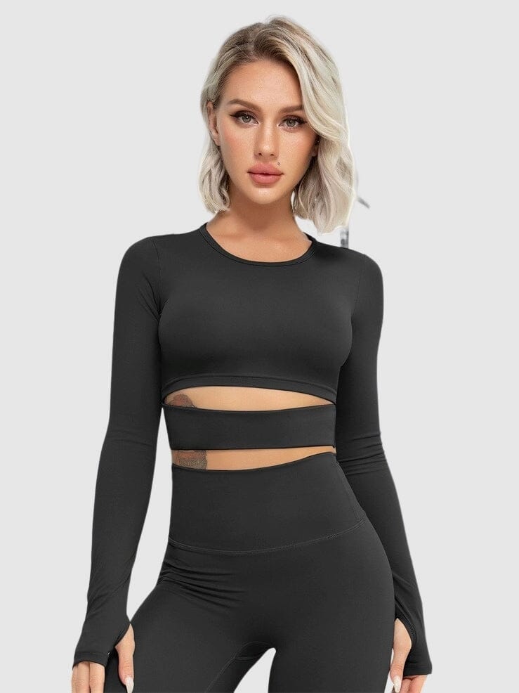 Crop Top Sport Manches Longues - Elixy Crop Top Helanke-Srbija.com XS Noir 