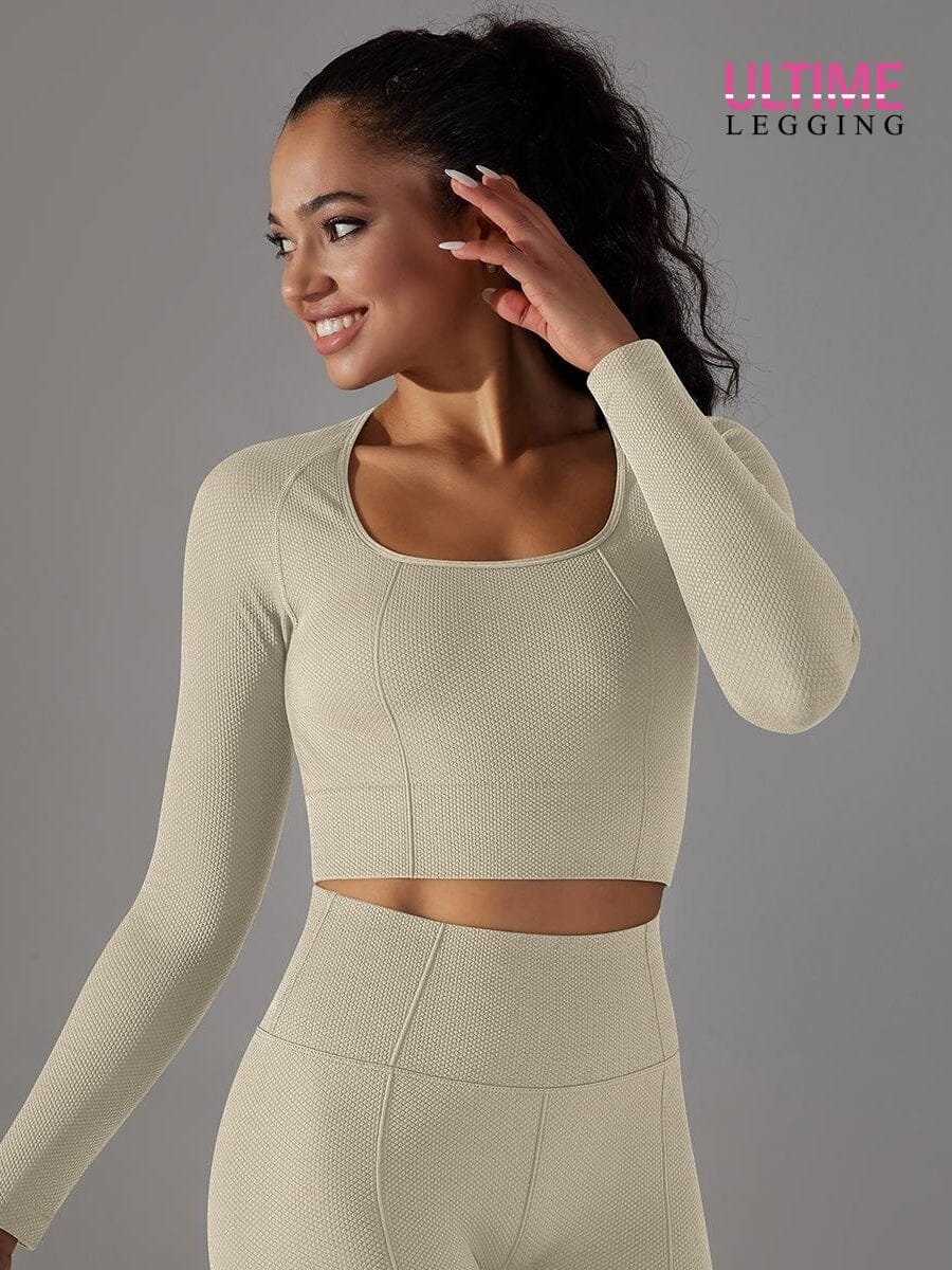 Crop Top Sport Manches Longues Fitness - Ultime-Legging Crop Top Helanke-Srbija.com sa Gris clair 