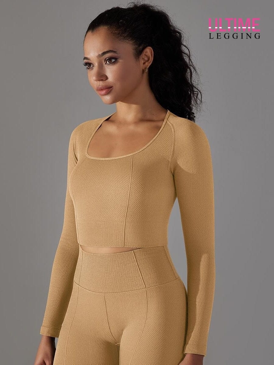 Crop Top Sport Manches Longues Fitness - Ultime-Legging Crop Top Helanke-Srbija.com sa Jaune 