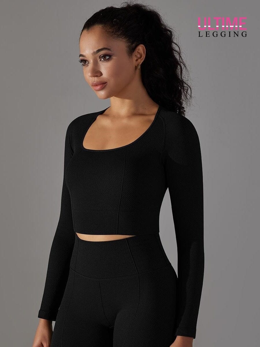 Crop Top Sport Manches Longues Fitness - Ultime-Legging Crop Top Helanke-Srbija.com sa Noir 