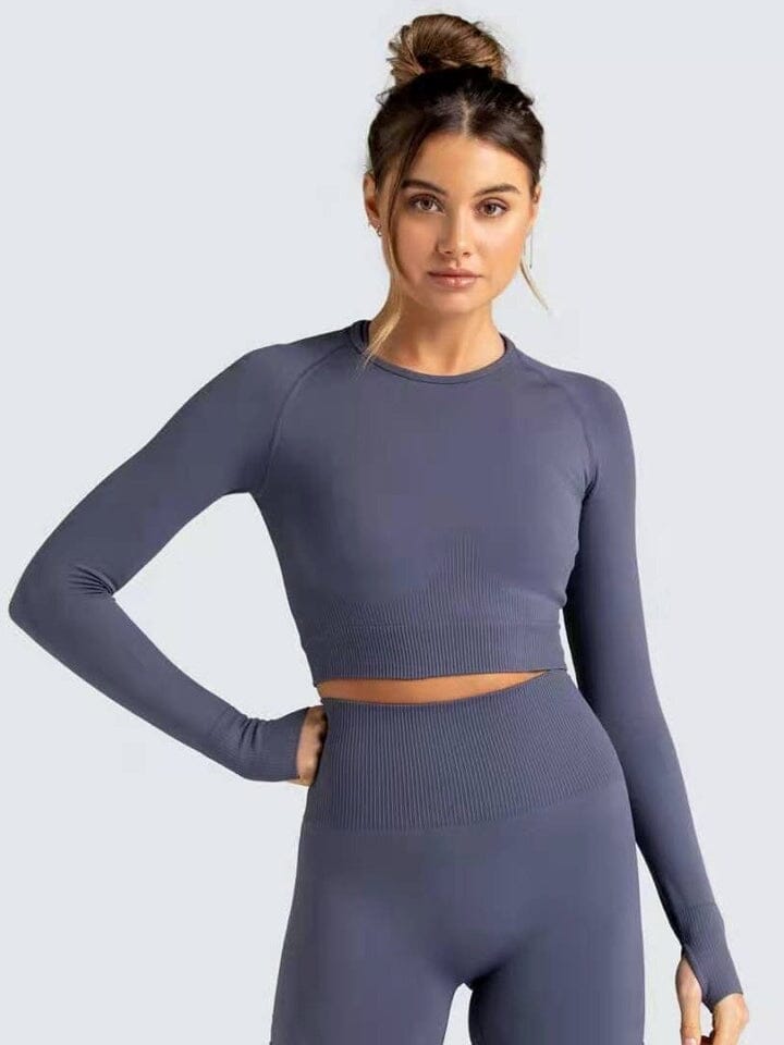 Crop Top Sport Moulant Crop Top Helanke-Srbija.com : Legging Femme | Vêtements de Sport sa Gris 