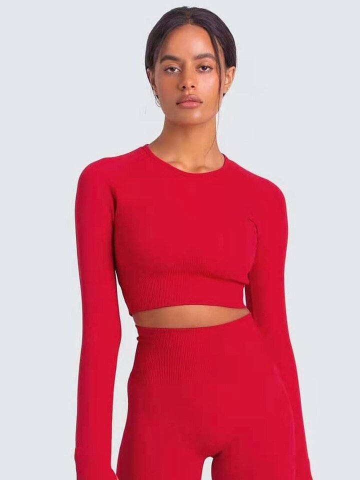 Crop Top Sport Moulant Crop Top Helanke-Srbija.com : Legging Femme | Vêtements de Sport sa Rouge 