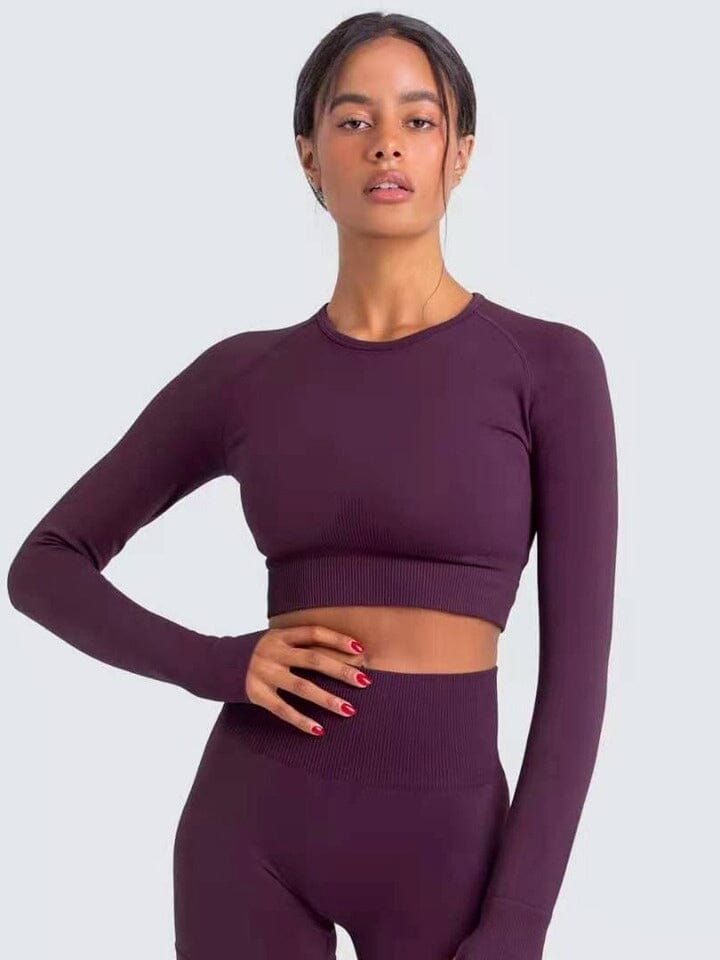 Crop Top Sport Moulant Crop Top Helanke-Srbija.com : Legging Femme | Vêtements de Sport sa Violet foncé 