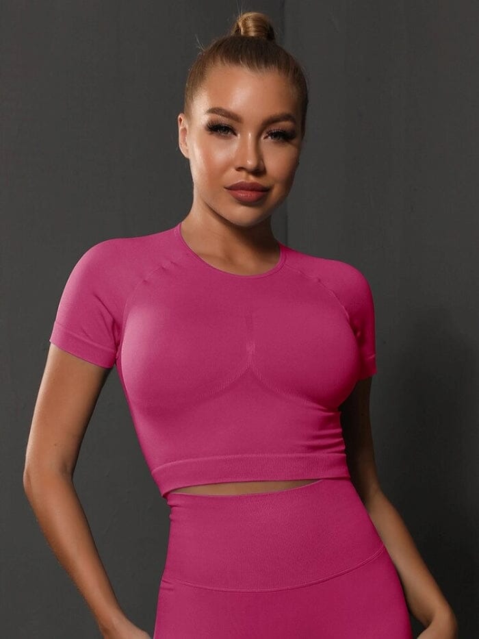 Crop Top Sport Push Up Crop Top Helanke-Srbija.com : Legging Femme | Vêtements de Sport sa Fuchsia 