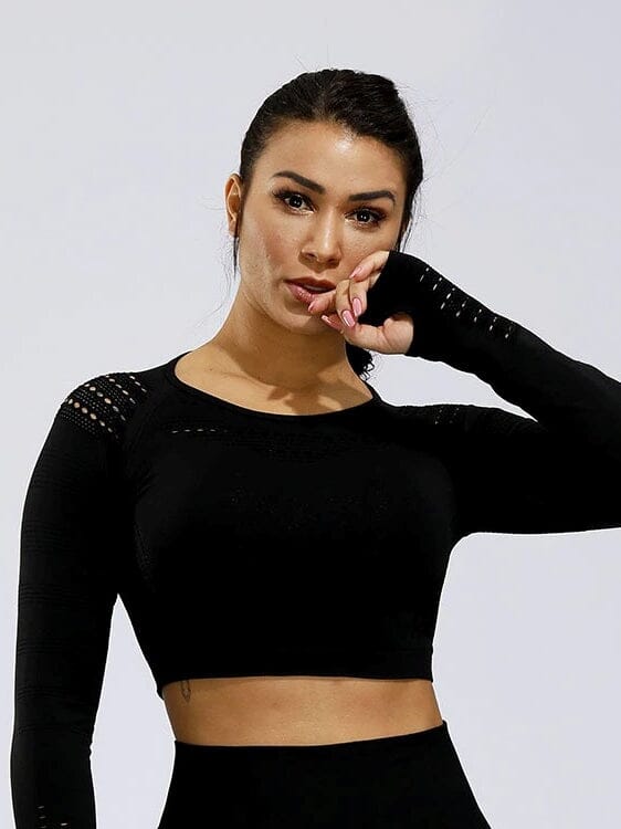 Crop Top Sport Respirant Crop Top Helanke-Srbija.com : Legging Femme | Vêtements de Sport sa Noir 