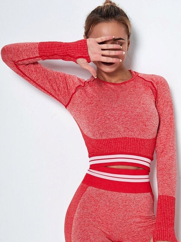 Crop Top Sport Sans Couture Crop Top Helanke-Srbija.com : Legging Femme | Vêtements de Sport XS Rouge 