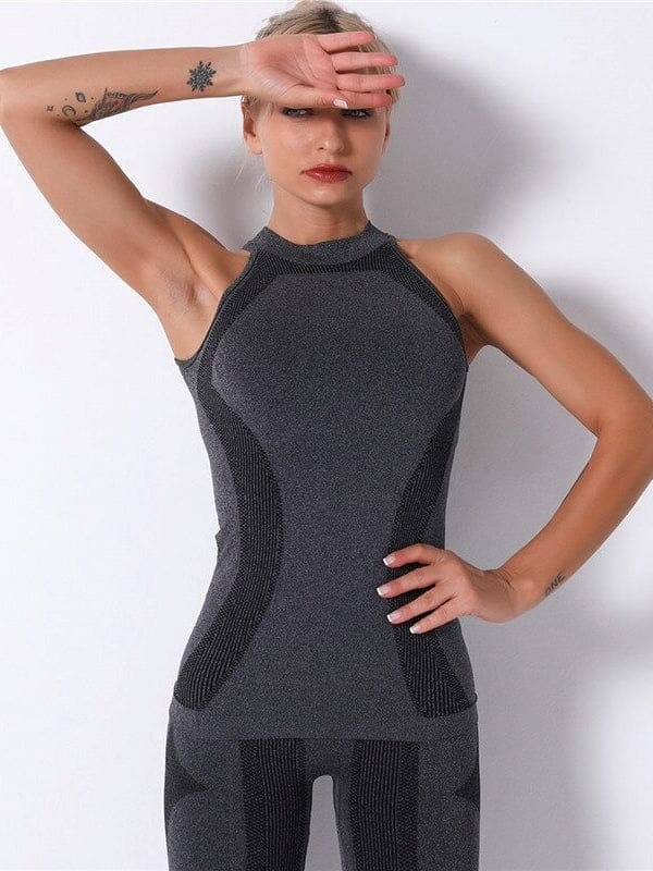 Débardeur Sport Sans Couture, KindyFit T-Shirt Helanke-Srbija.com : Legging Femme | Vêtements de Sport sa Noir 