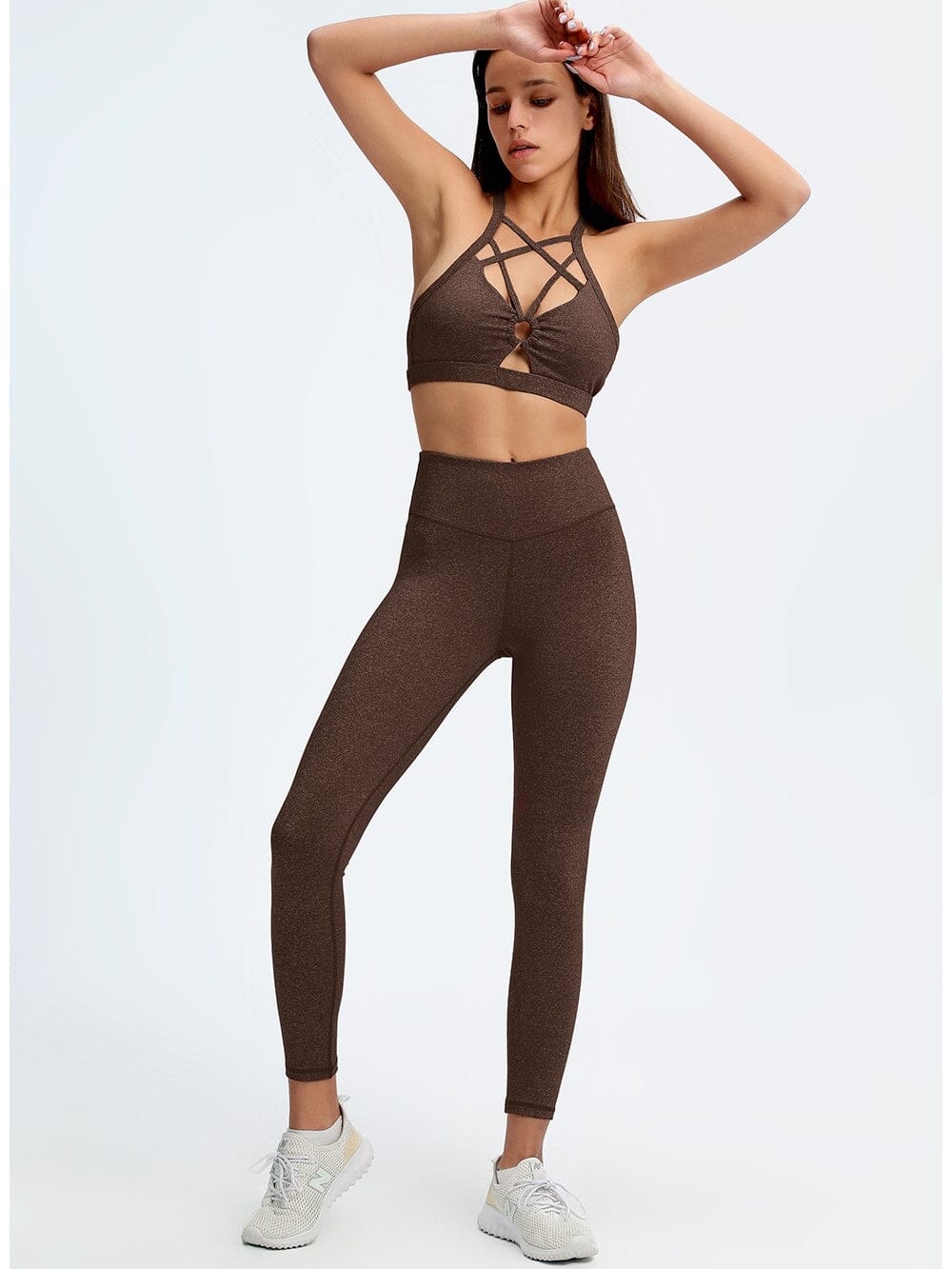 Ensemble Fitness, Legging et Soutien-Gorge Ensemble Sport Helanke-Srbija.com sa Marron 