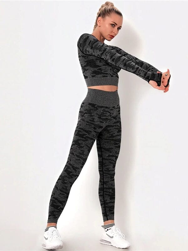 Ensemble Sport Camouflage Legging et Crop Top Ensemble Sport Helanke-Srbija.com : Legging Femme | Vêtements de Sport sa Noir 
