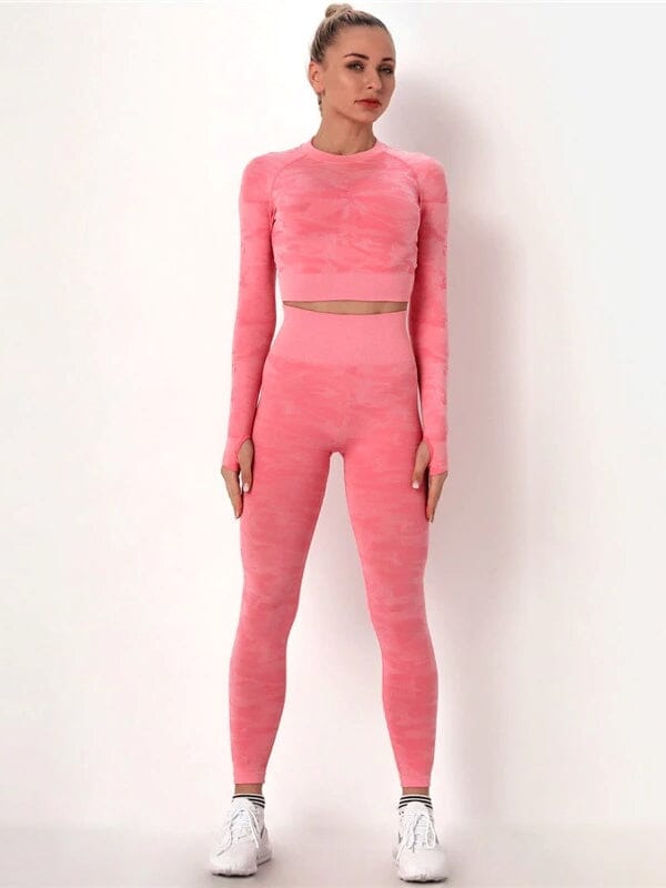 Ensemble Sport Camouflage Legging et Crop Top Ensemble Sport Helanke-Srbija.com : Legging Femme | Vêtements de Sport sa Rose 
