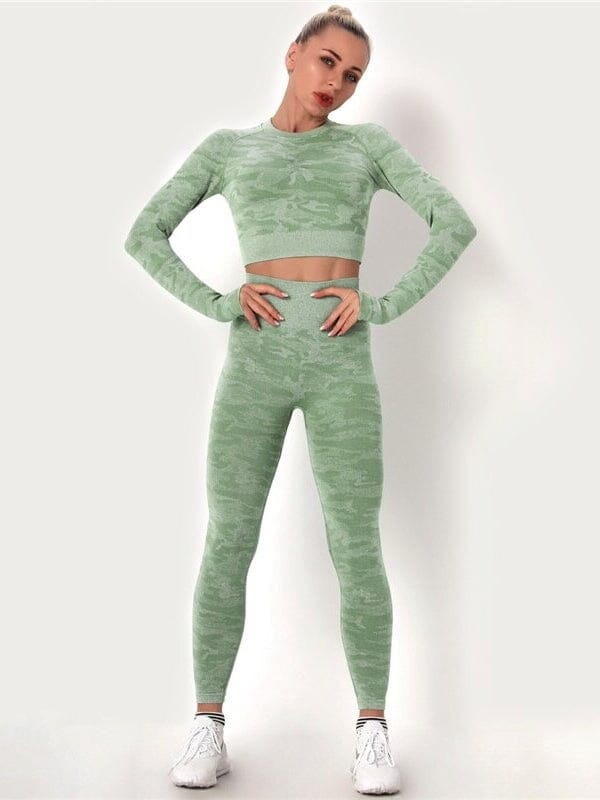 Ensemble Sport Camouflage Legging et Crop Top Ensemble Sport Helanke-Srbija.com : Legging Femme | Vêtements de Sport sa Vert 