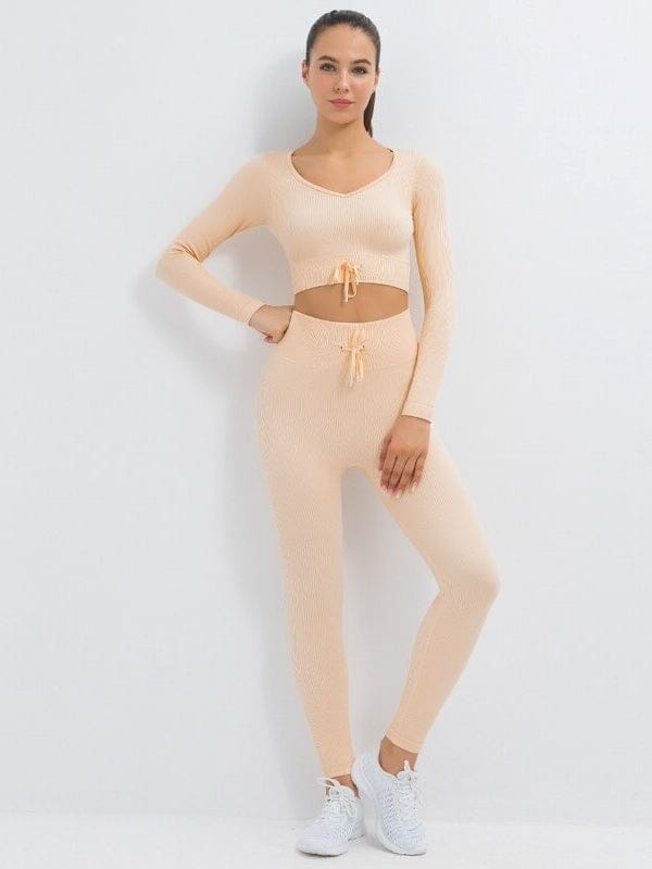 Ensemble Sport Côtelé Legging et Top Ensemble Sport Helanke-Srbija.com : Legging Femme | Vêtements de Sport sa Orange 