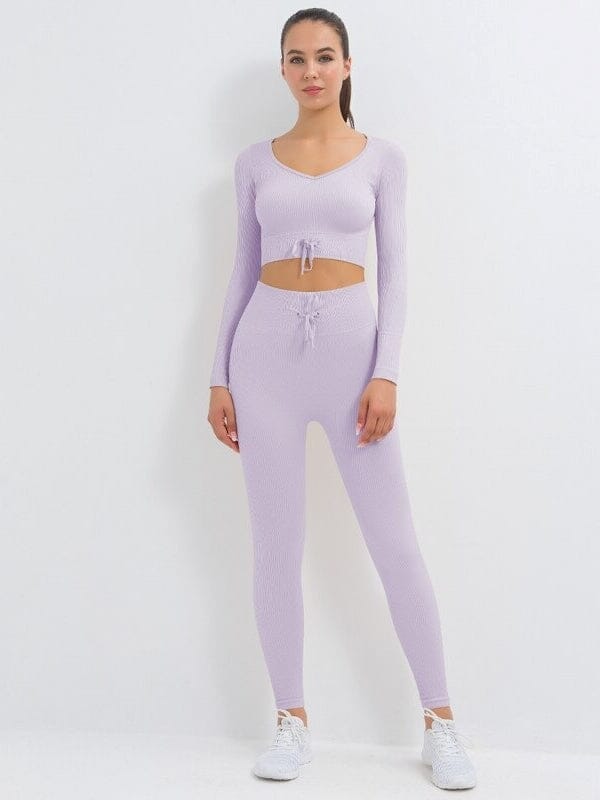 Ensemble Sport Côtelé Legging et Top Ensemble Sport Helanke-Srbija.com : Legging Femme | Vêtements de Sport sa Violet 