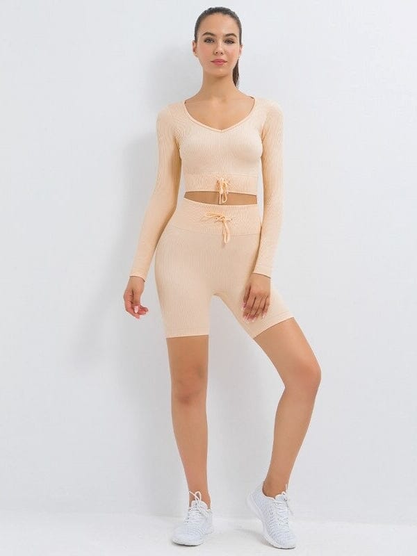 Ensemble Sport Côtelé Short et Top Ensemble Sport Helanke-Srbija.com : Legging Femme | Vêtements de Sport sa Orange 
