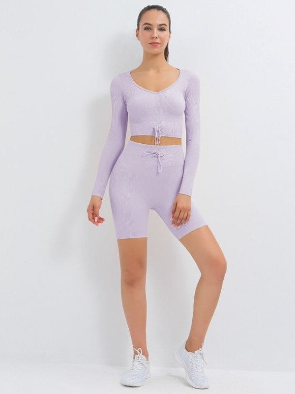 Ensemble Sport Côtelé Short et Top Ensemble Sport Helanke-Srbija.com : Legging Femme | Vêtements de Sport sa Violet 