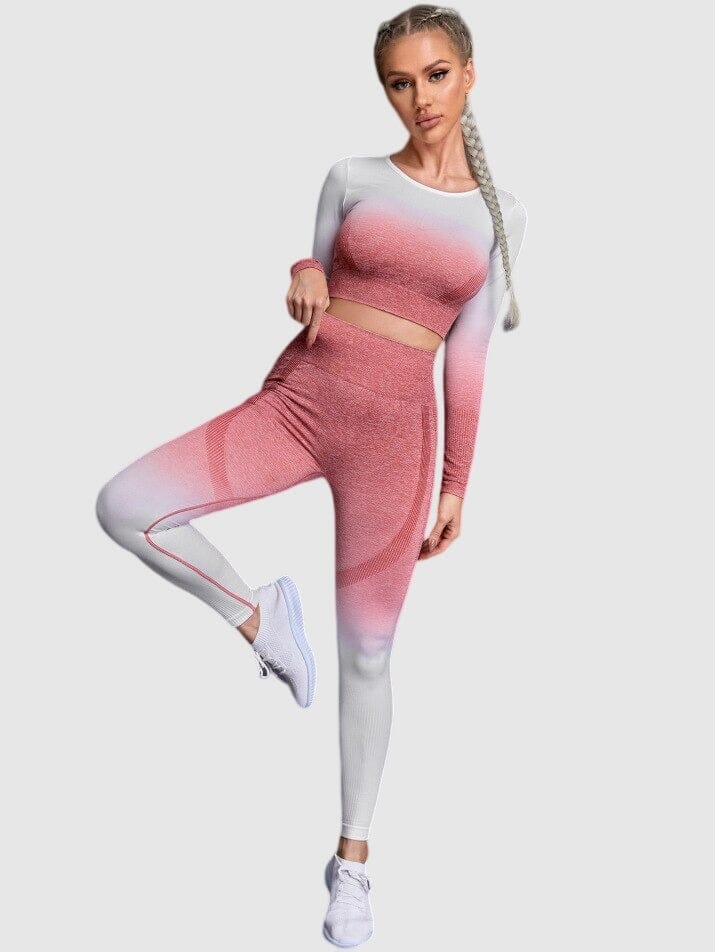 Ensemble Sport Dégradé - QueenFit Ensemble Sport Helanke-Srbija.com : Legging Femme | Vêtements de Sport sa Rose/Blanc 