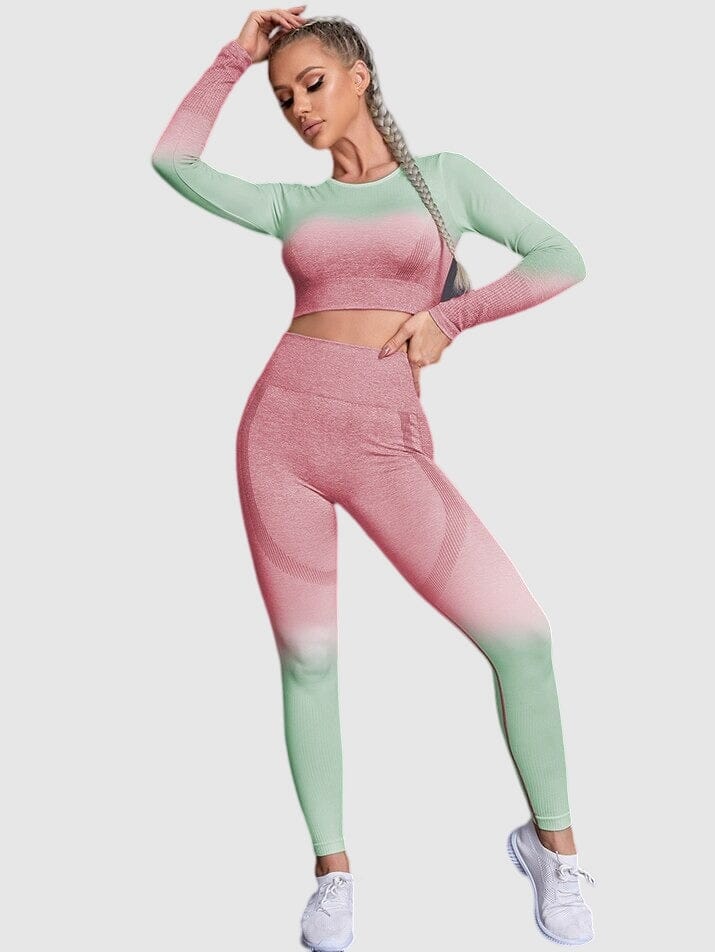 Ensemble Sport Dégradé - QueenFit Ensemble Sport Helanke-Srbija.com : Legging Femme | Vêtements de Sport sa Rose/Vert 