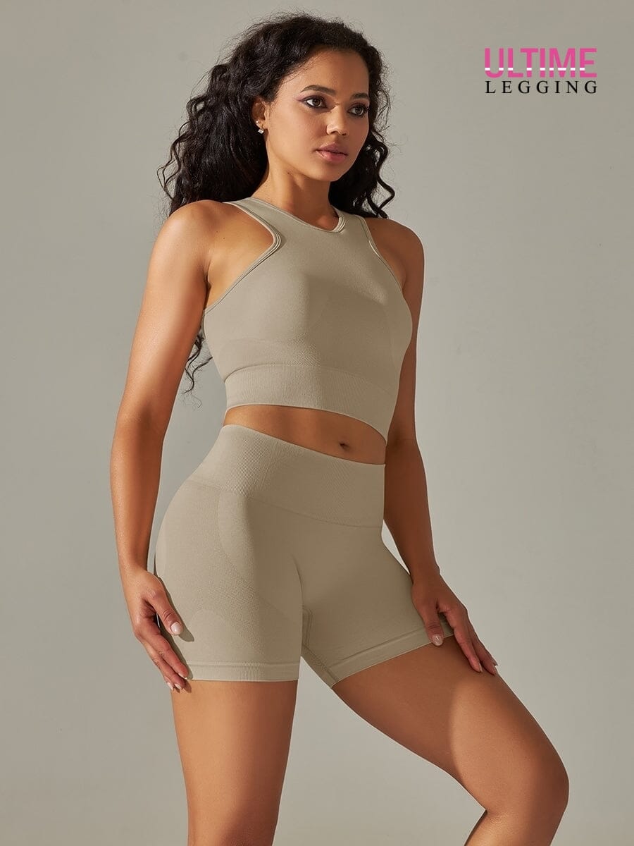 Ensemble Sport Fitness Push Up Sans Couture - Ultime-Legging Ensemble Sport Helanke-Srbija.com sa Beige 