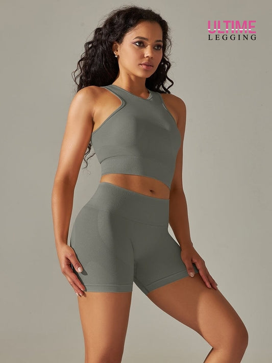 Ensemble Sport Fitness Push Up Sans Couture - Ultime-Legging Ensemble Sport Helanke-Srbija.com sa Gris foncé 