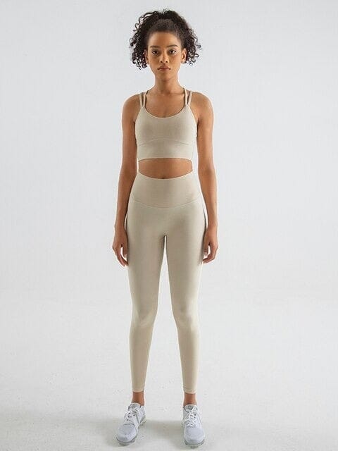 Ensemble Sport Legging et Brassière Ensemble Sport Helanke-Srbija.com : Legging Femme | Vêtements de Sport sa Crème 