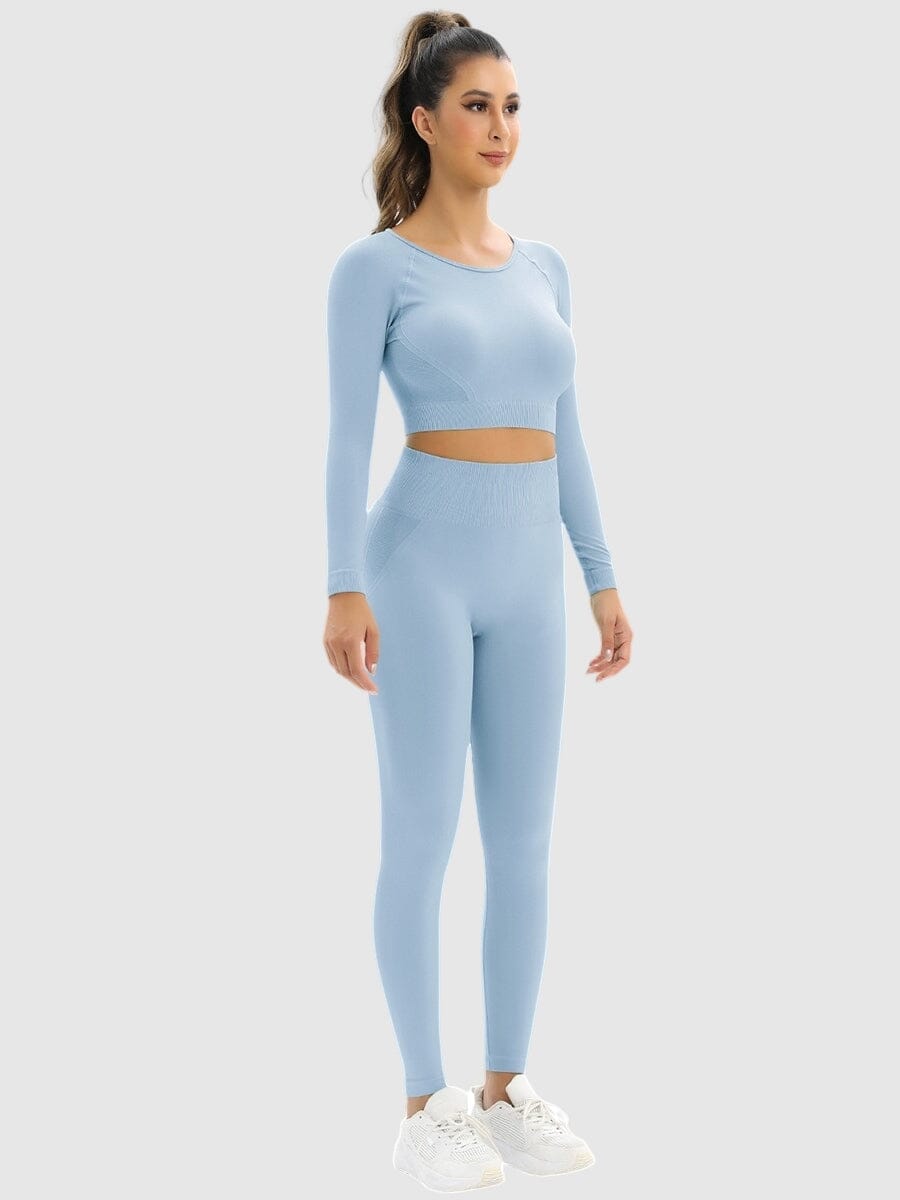 Ensemble Sport Legging et Crop Top Ensemble Sport Helanke-Srbija.com : Legging Femme | Vêtements de Sport sa Bleu clair 