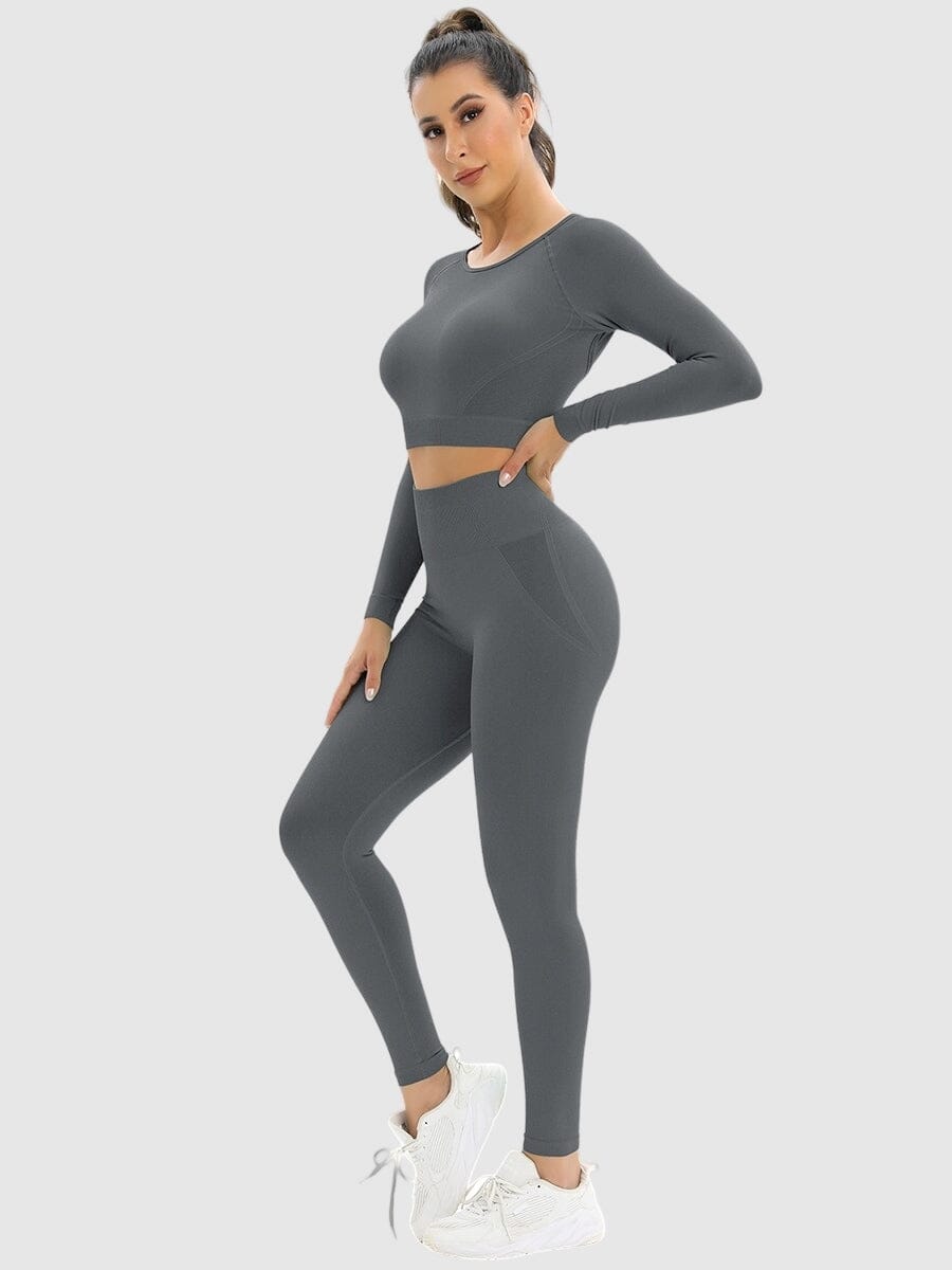 Ensemble Sport Legging et Crop Top Ensemble Sport Helanke-Srbija.com : Legging Femme | Vêtements de Sport sa Gris 
