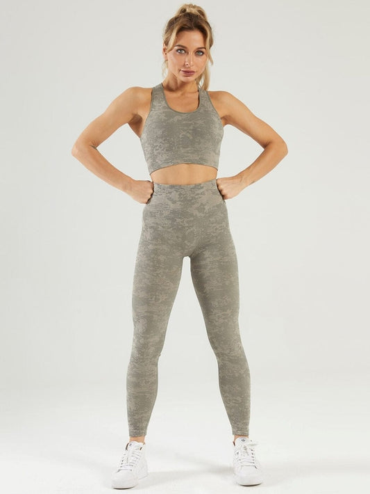 Ensemble Sport Legging et Soutien-Gorge Camouflage Leggings Helanke-Srbija.com : Legging Femme | Vêtements de Sport sa Kaki 