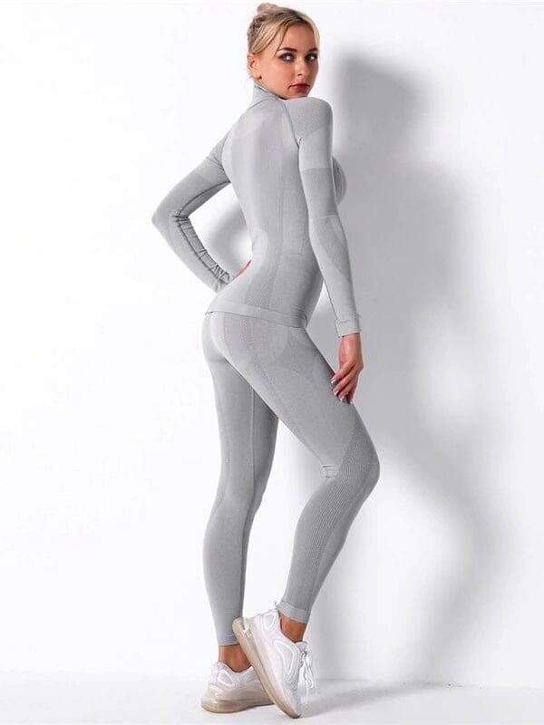 Ensemble Sport Legging et T-Shirt Manches Longues, KindyFit Ensemble Sport Helanke-Srbija.com : Legging Femme | Vêtements de Sport sa Gris 