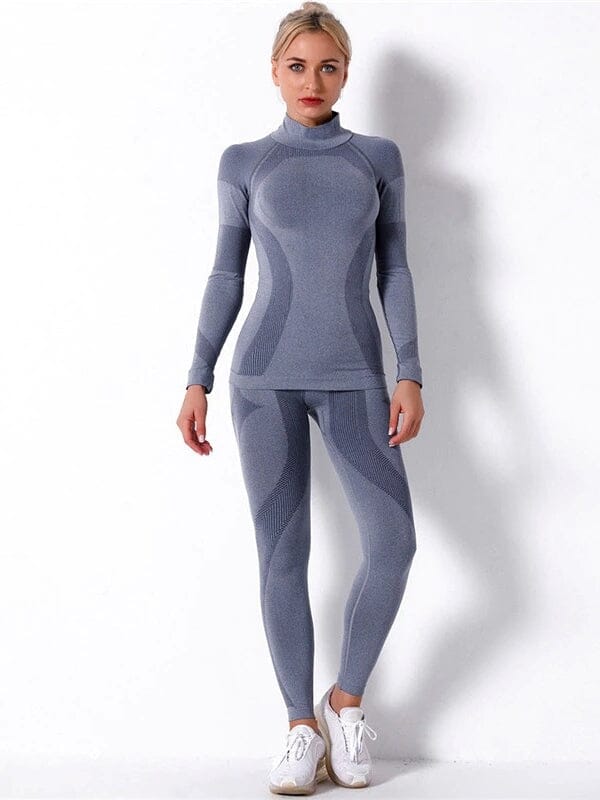 Ensemble Sport Legging et T-Shirt Manches Longues, KindyFit Ensemble Sport Helanke-Srbija.com : Legging Femme | Vêtements de Sport sa Gris foncé 