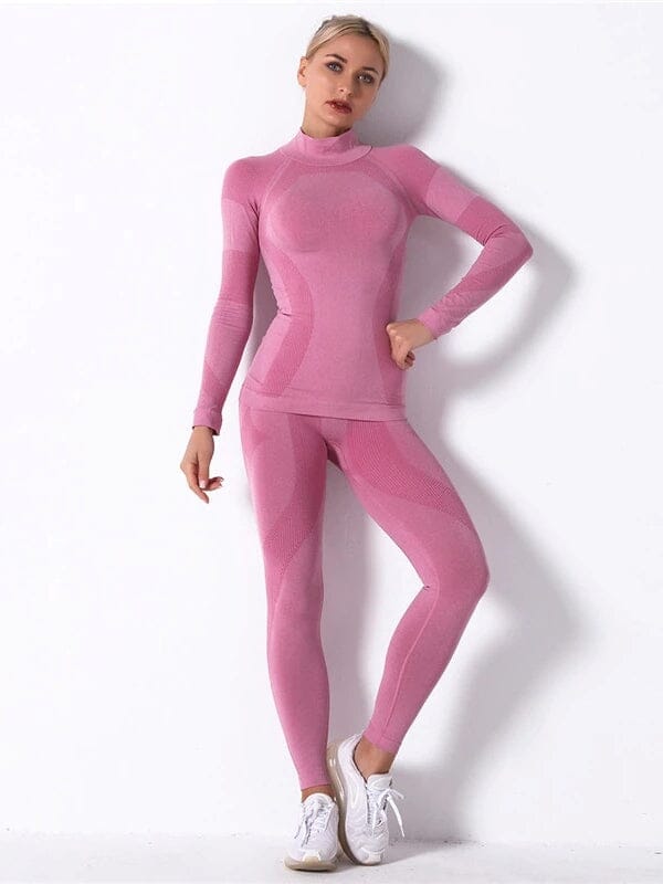Ensemble Sport Legging et T-Shirt Manches Longues, KindyFit Ensemble Sport Helanke-Srbija.com : Legging Femme | Vêtements de Sport sa Rose 