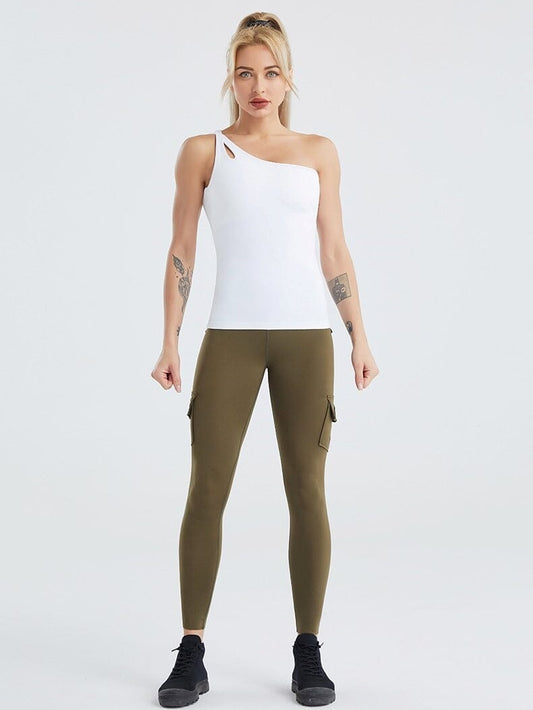 Ensemble Sport Legging Sport Débardeur Ensemble Sport Helanke-Srbija.com sa Blanc/Kaki 