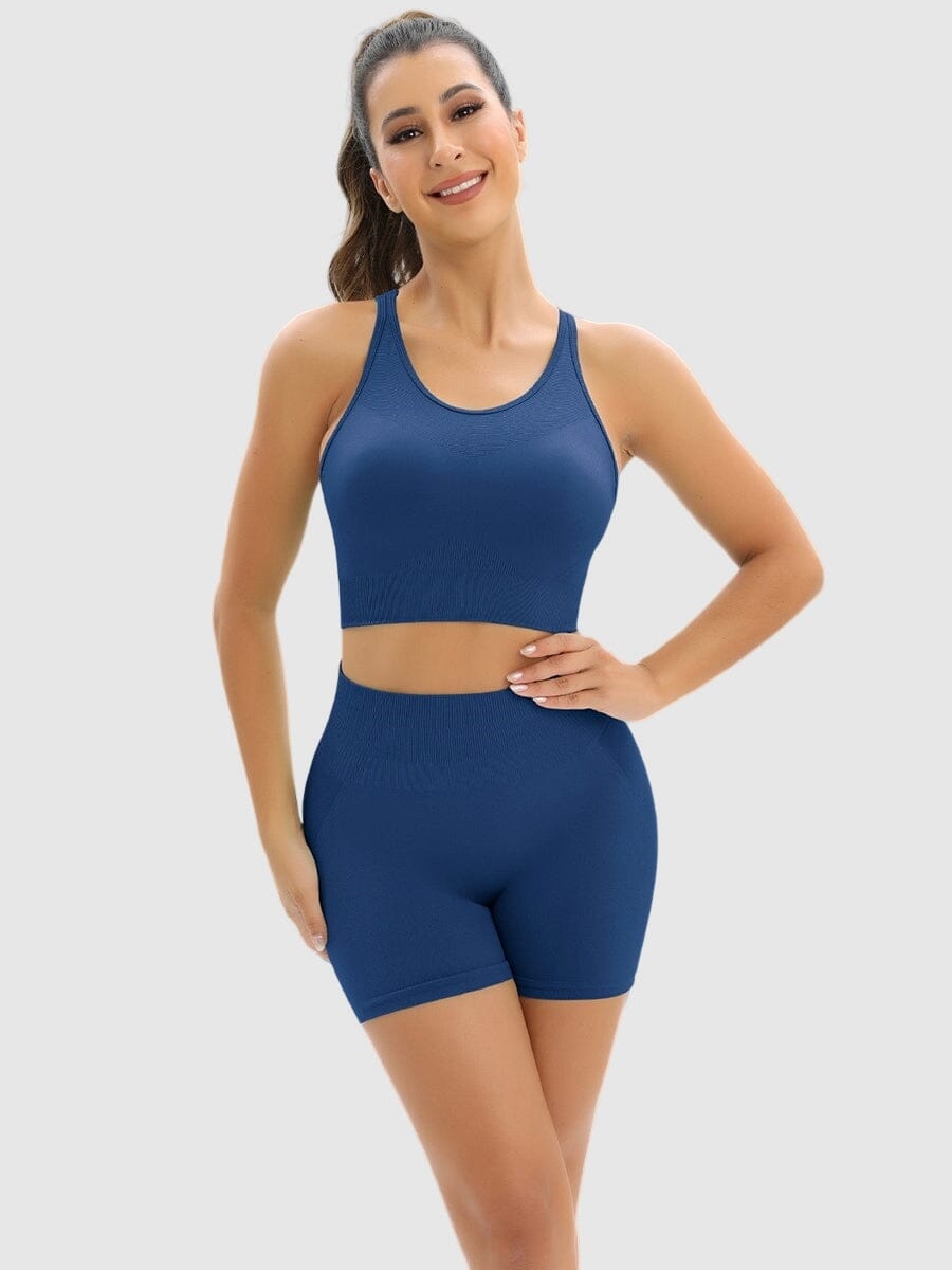 Ensemble Sport Push Up, Short et Brassière Ensemble Sport Helanke-Srbija.com : Legging Femme | Vêtements de Sport sa Bleu 