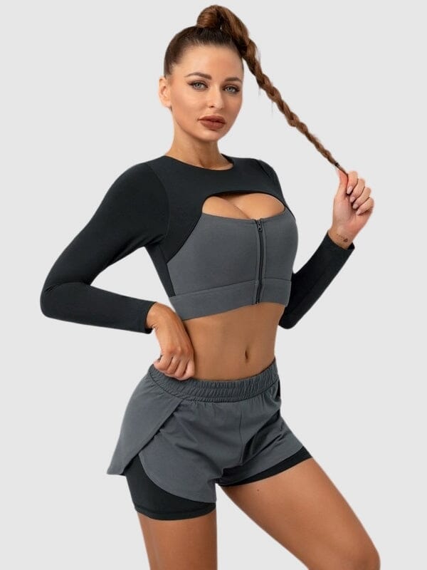Ensemble Sport Short 2 en 1 et Crop Top - Elixy Ensemble Sport Helanke-Srbija.com sa Noir 