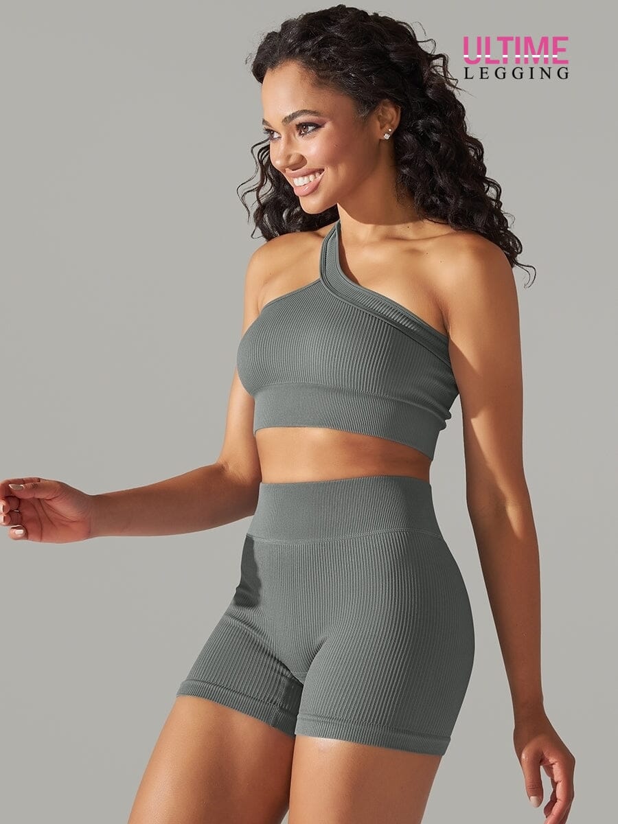 Ensemble Sport - Short et Soutien-Gorge Une Bretelle- Ultime-Legging Ensemble Sport Helanke-Srbija.com sa Gris 