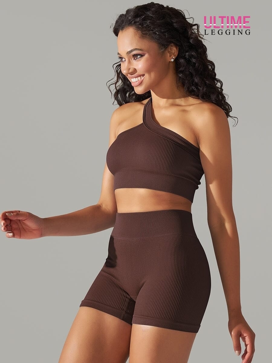 Ensemble Sport - Short et Soutien-Gorge Une Bretelle- Ultime-Legging Ensemble Sport Helanke-Srbija.com sa Marron 