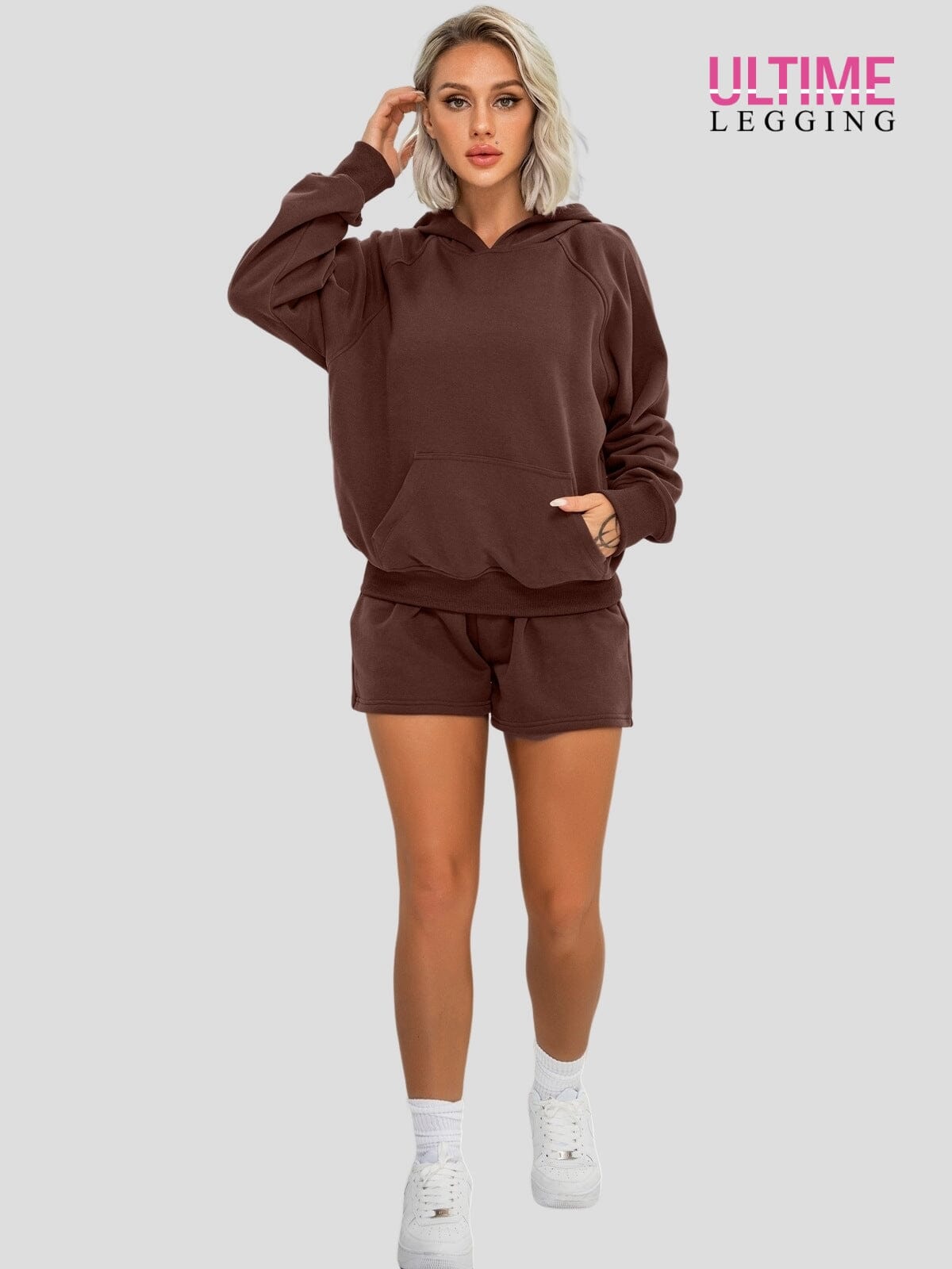 Ensemble Sport Short et Sweat - Ultime-Legging Ensemble Sport Helanke-Srbija.com sa Marron 