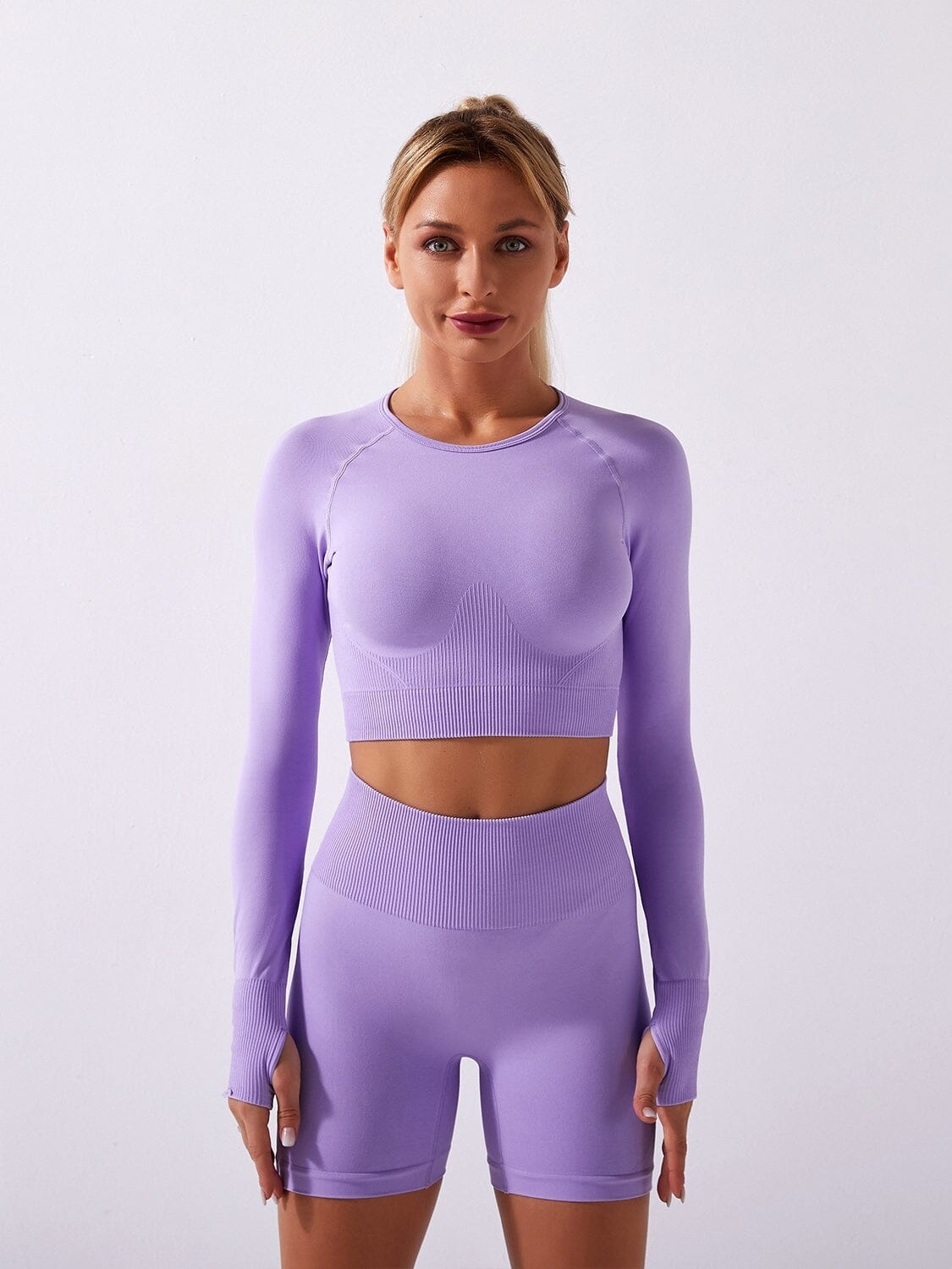 Ensemble Sport Short T-Shirt Cropped Ensemble Sport Ultime-Legging sa Violet 