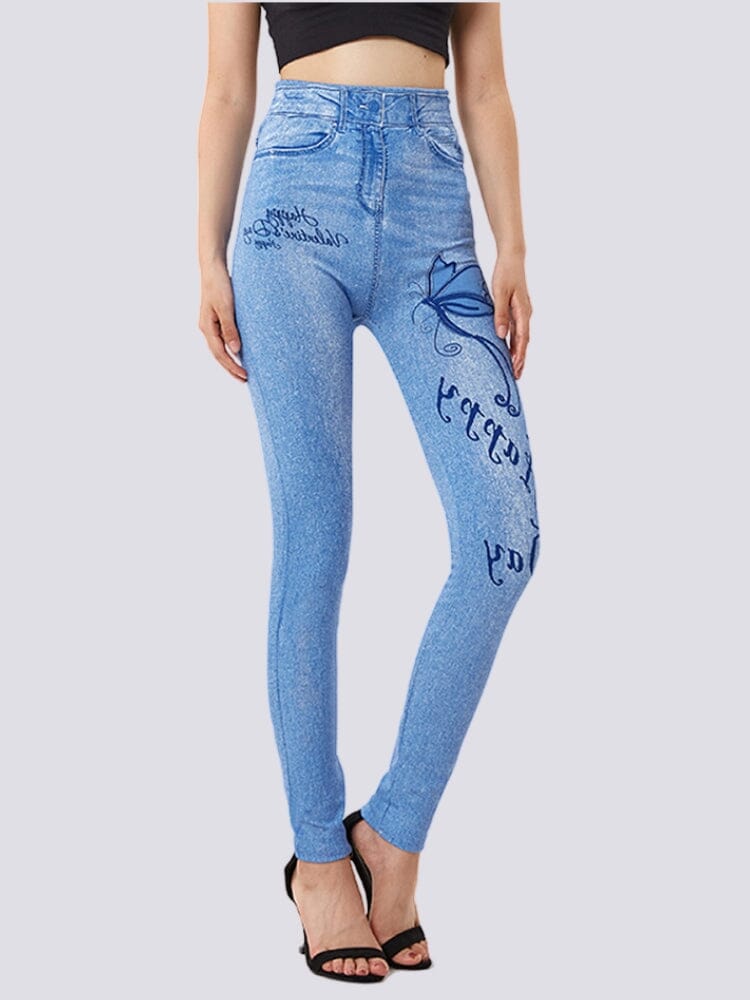 Jegging Bleu clair Taille Haute Jeggings Helanke-Srbija.com sa 